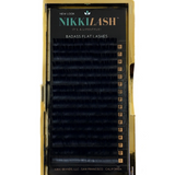 NIKKILASH BADASS FLAT LASHES | JC (B-CURL) FLAT LASHES with 16-Rows Rich True Black Color