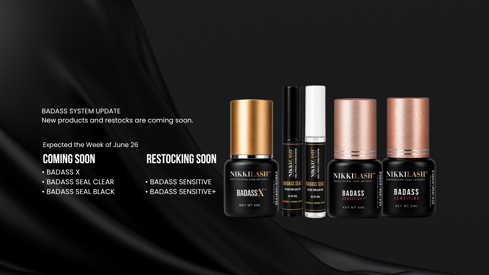 NikkiLash BADASS System Update: New Products and Restocks Coming Soon