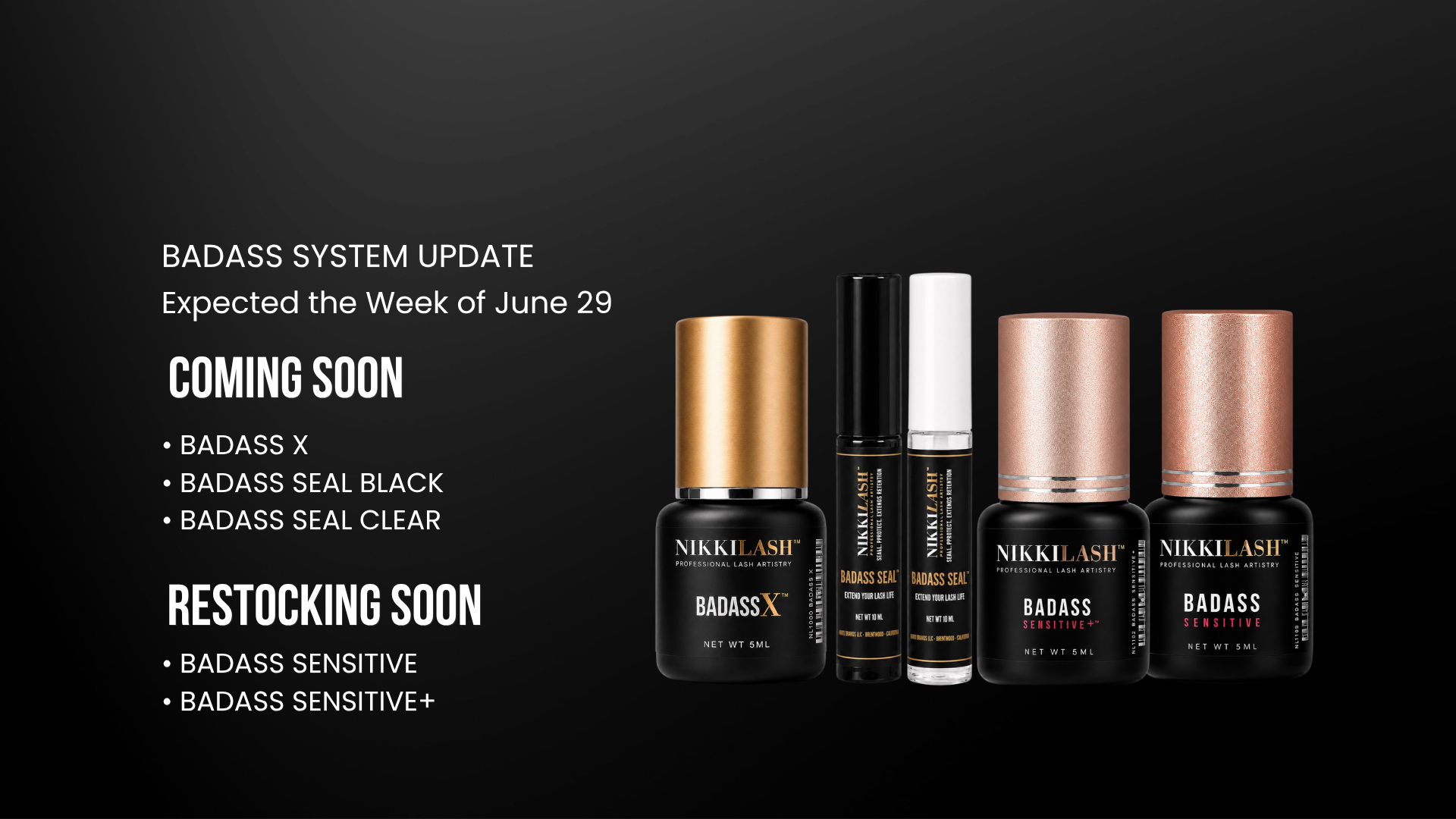 NikkiLash BADASS System Update: New Products and Restocks Coming Soon