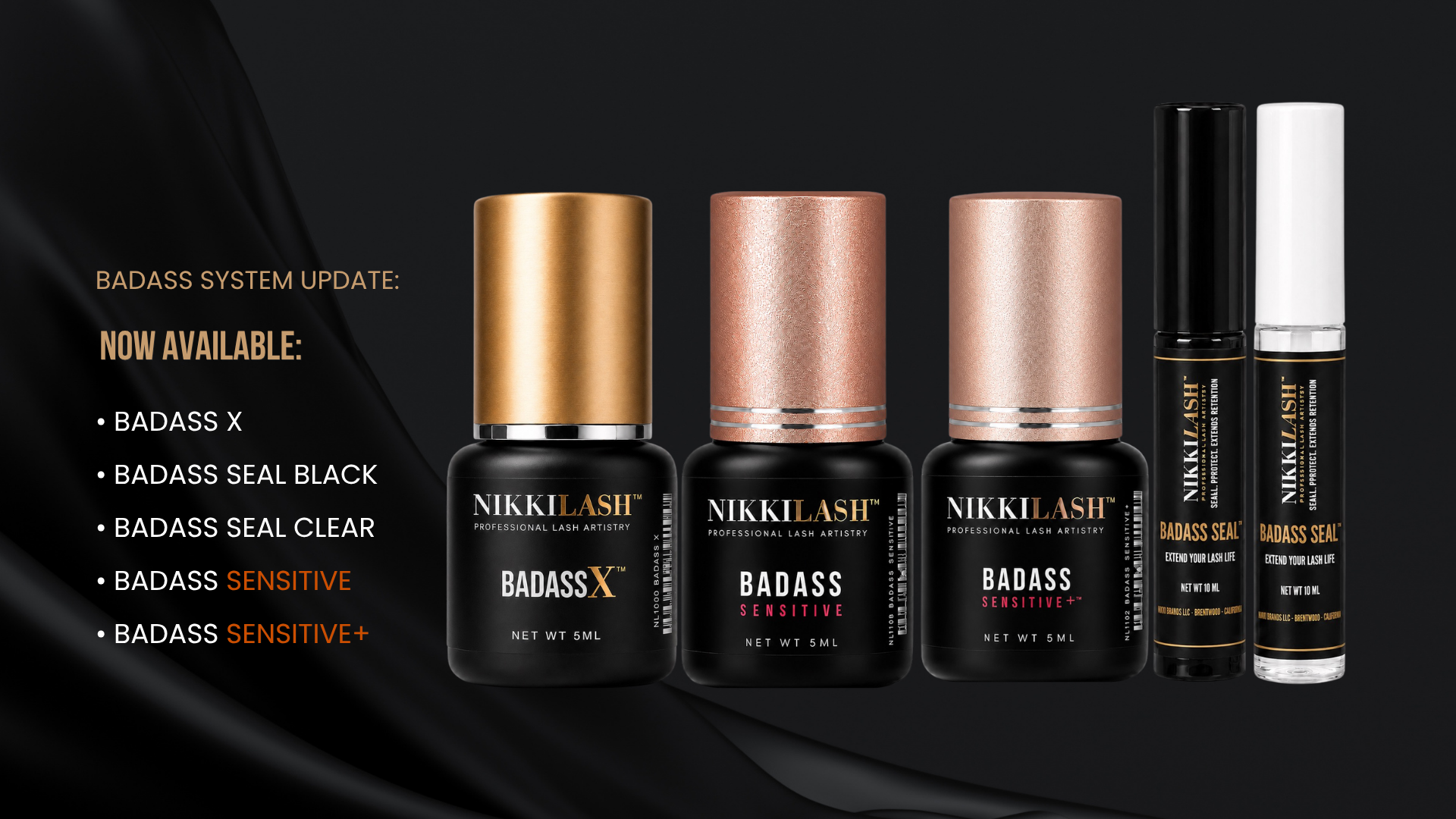 NikkiLash BADASS system update with new products and restocks