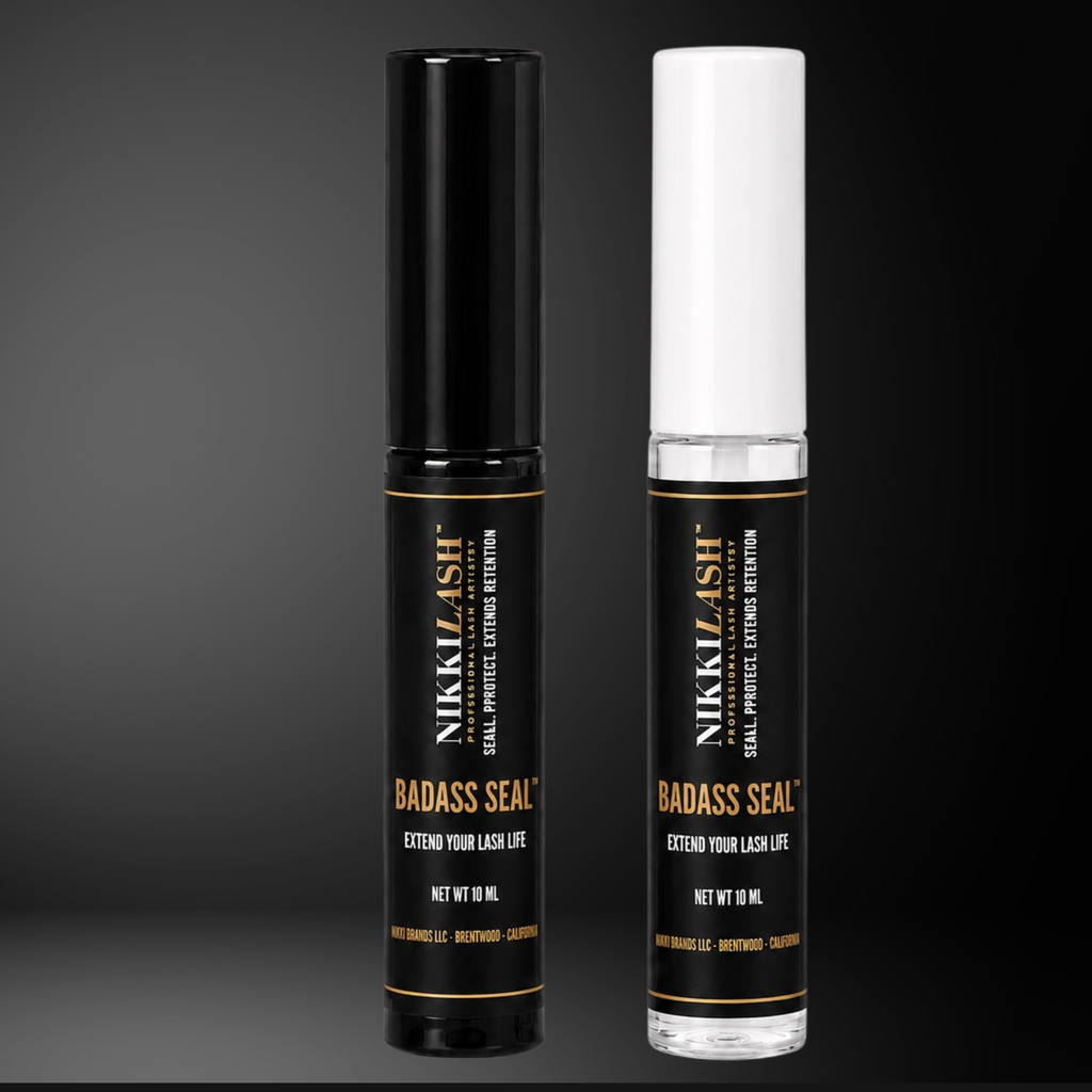 NIKKILASH BADASS SEAL professional lash extension sealer in Black and Clear 10ML