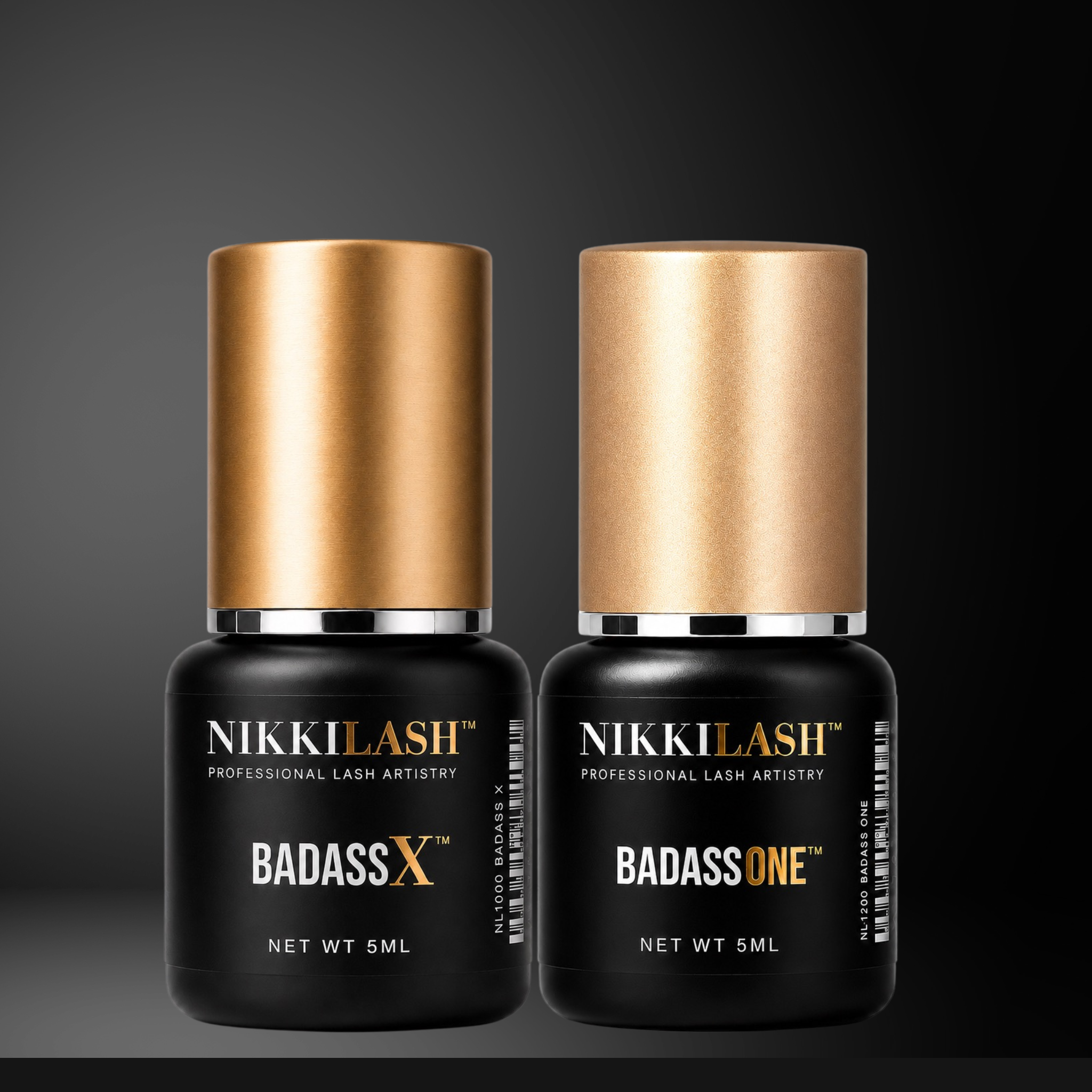 Two professional lash adhesives for different working speeds, room conditions, and placement styles.