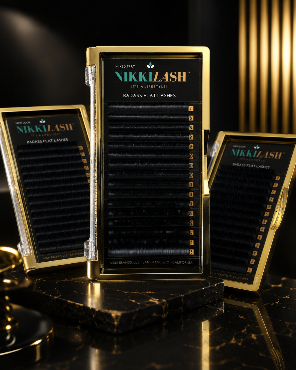 NIKKILASH BADASS Flat Lashes gold tray professional eyelash extensions