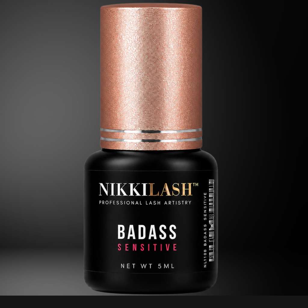 NikkiLash BADASS SENSITIVE 5ml professional low-fume lash adhesive for sensitive clients