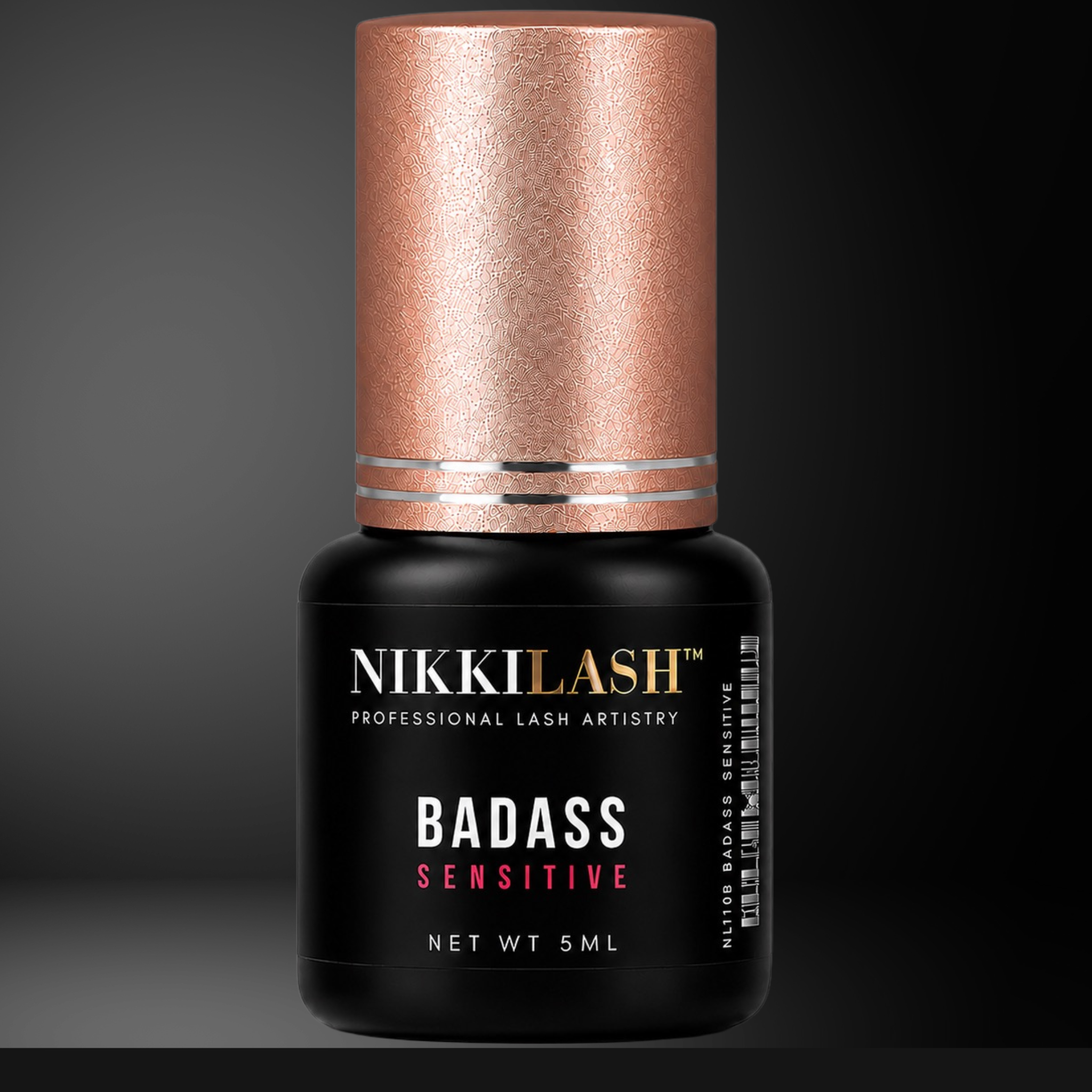 NikkiLash BADASS SENSITIVE 5ml professional low-fume lash adhesive for sensitive clients