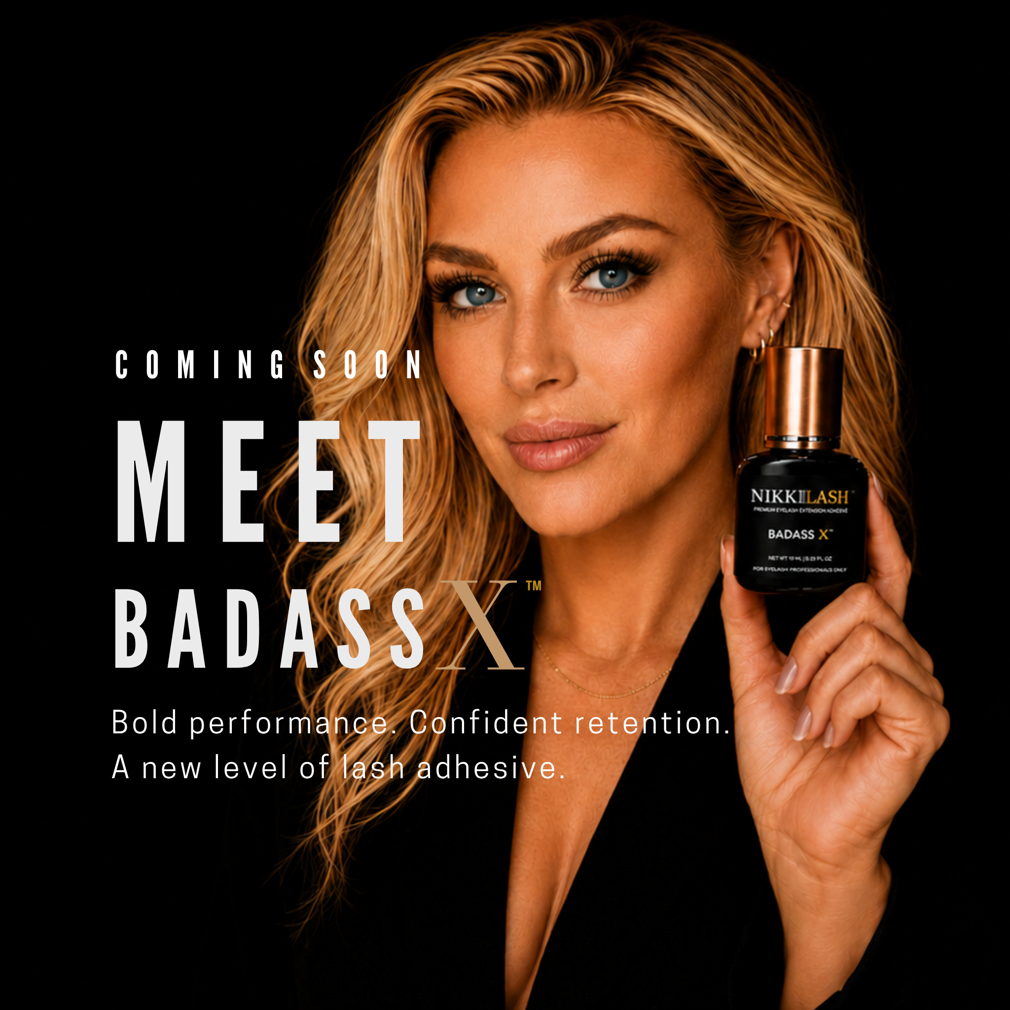 NIKKILASH BADASS X coming soon professional eyelash extension adhesive hero image