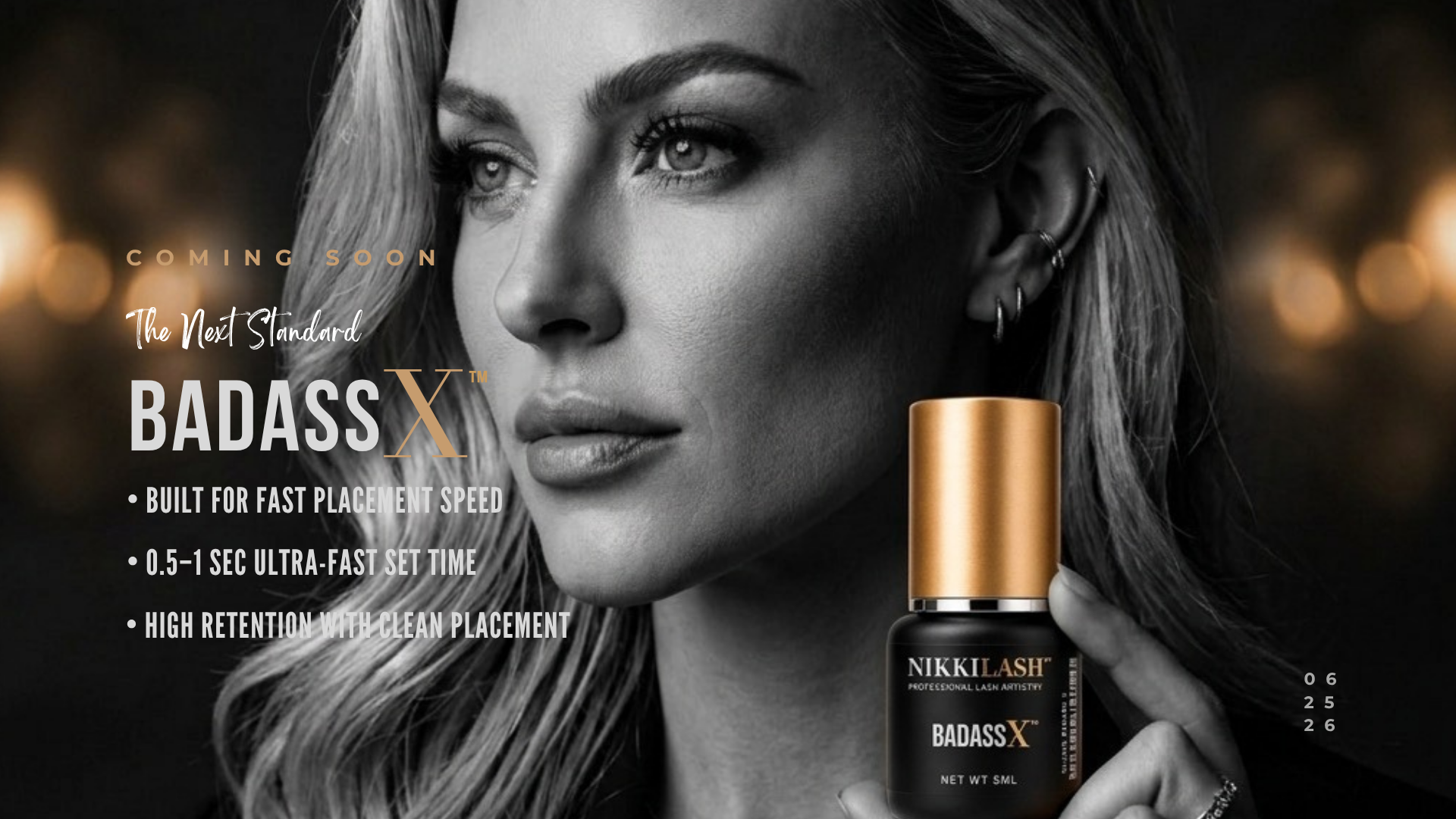 NikkiLash BADASS X ultra-fast 0.5–1 sec high-retention lash adhesive coming soon