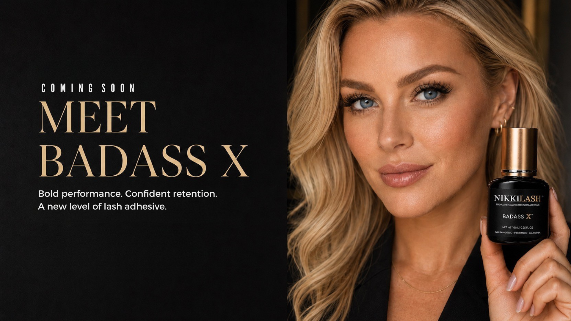 NIKKILASH BADASS X coming soon professional eyelash extension adhesive hero image
