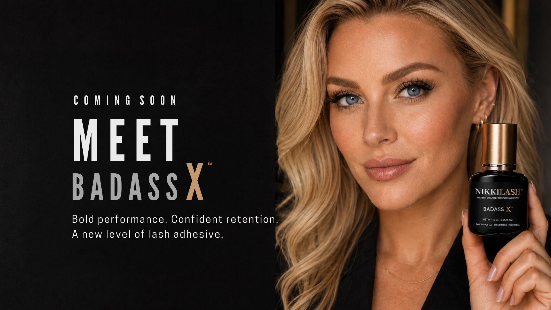 NIKKILASH BADASS X coming soon professional eyelash extension adhesive hero image