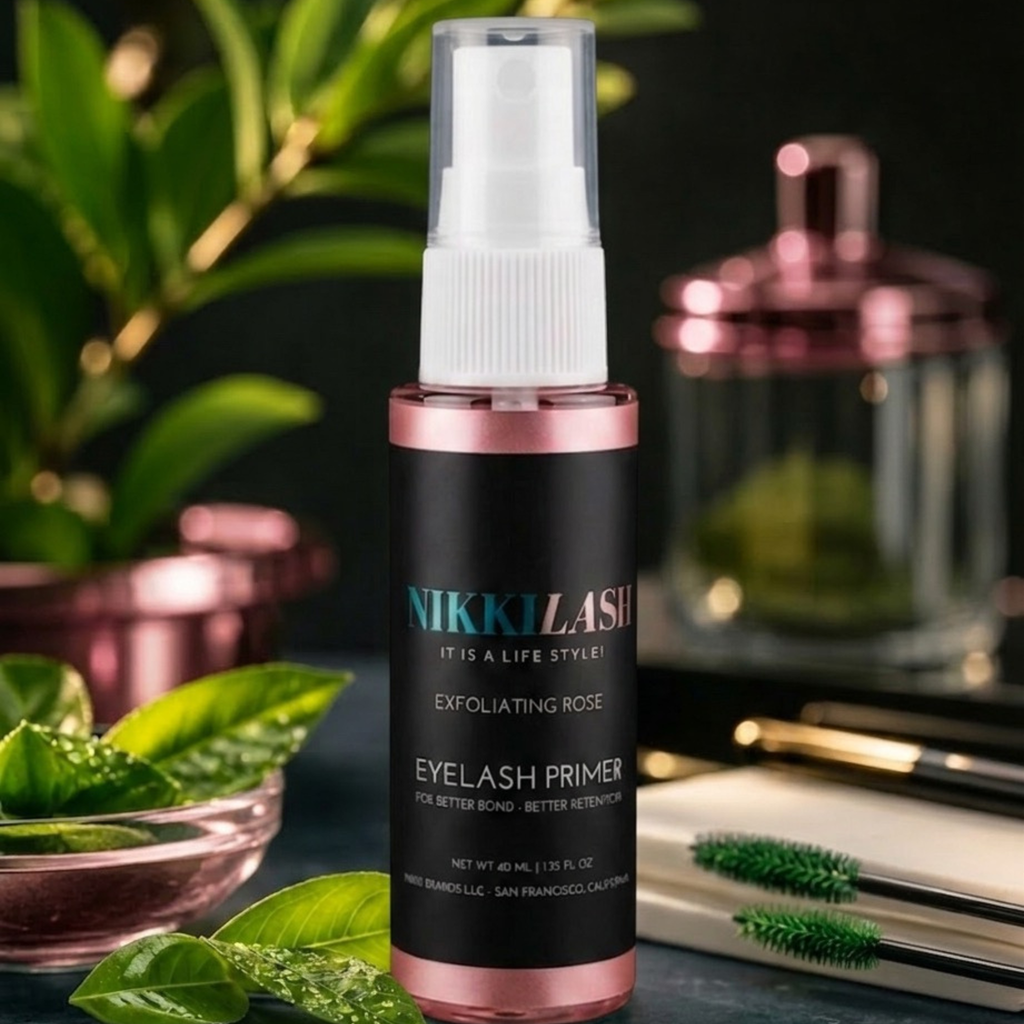 NikkiLash Rose Eyelash Extension Primer 40ml for professional lash prep