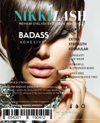 NikkiLash BADASS ONE 10ml professional eyelash extension adhesive in original packaging with fast dry time and strong retention.