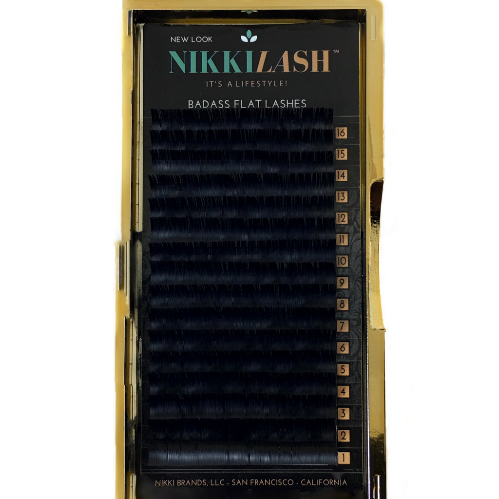 NIKKILASH BADASS FLAT LASHES | JC (B-CURL) FLAT LASHES with 16-Rows Rich True Black Color
